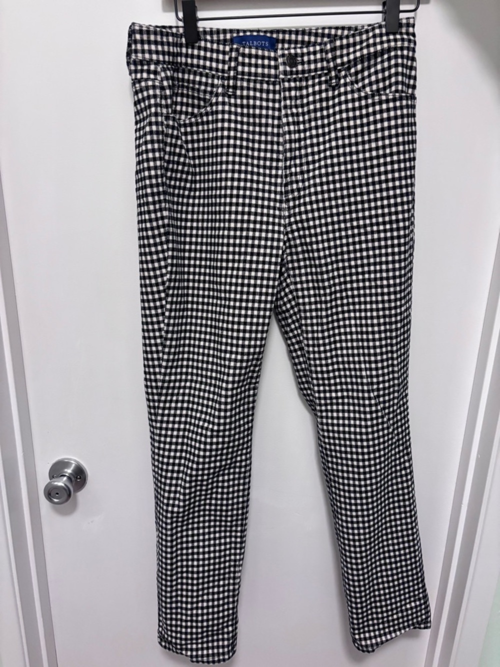 Talbots Black & White Gingham Pattern Pixie Pants, Cotton Stretch 6 Petite Short